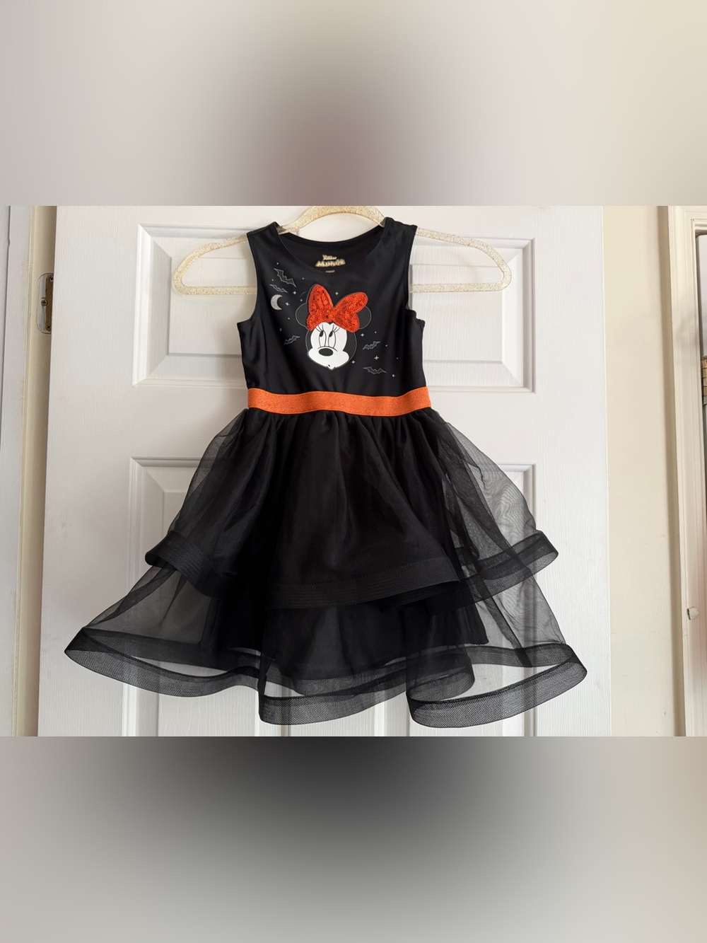 Disney Kids' Minnie Halloween Tulle Dress in Black and Orange